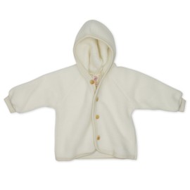 Engel Wool Fleece Baby Jacket with Hood (Babyjacke Fleece Schurwolle) - natural, size: 62-68