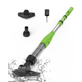 Poolergetic Cordless Rechargeable Pool Vacuum, Handheld Pool Cleaner with Telescopic Pole for Hot Tubs, Spas, Above Ground and Inground Pools Cleaning for Sand and Debris, Green