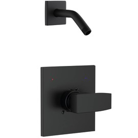 Replacement for Delta 13/14 Series Shower Handle Trim Kit with Shower Arm and Flange, Compatible with Delta R10000 Valve, Matte Black (Cartridge and Valve Not Included)