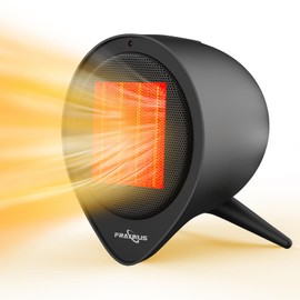 1500W Ceramic Heater, Small Space Heater, Mini Electric Heater for Indoor Use with 15H Timer, Overheat & Safety Tip-over Protection, Quiet Room Heater for Home and Office Use. (Black)