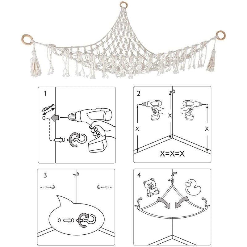 Stuffed Animal Hammock Toy Storage Hammock Net Wall Sling Mesh