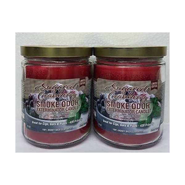 Smoke Odor Exterminator 13oz Jar Candles (Sugared Cranberry, 2)