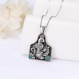 YYmqmq Western Cow Tag Necklace 925 Sterling Silver Turquoise Cowboy Boot Pendant Cowgirl Necklace Country Jewelry Cowgirl Gifts for Women Girlfriend Mom