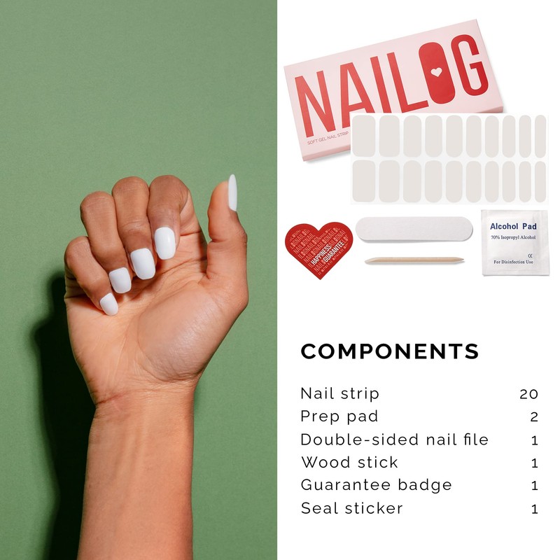 NAILOG Semi Cured Gel Nail Strips (20 Extra Long Polish