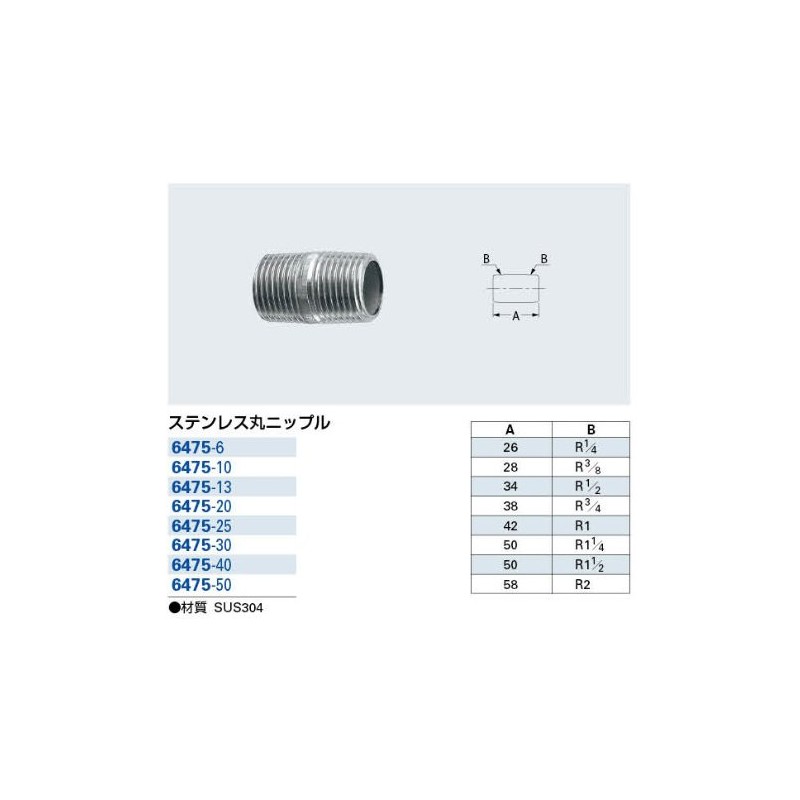 Kakudai 6475-25 Stainless Steel Round Nipple
