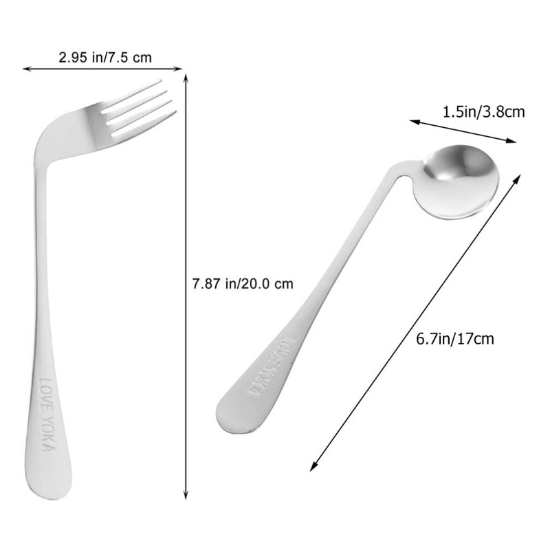 Rehabilitation Aid Spoon Angled Fork Spoon Curved Utensil Angled Fork