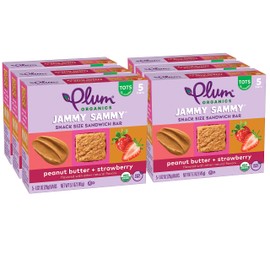 Plum Organics Jammy Sammy Snack Bars - Peanut Butter and Strawberry - 1.02 oz Bars (Pack of 30) - Organic Toddler Food Snack Bars