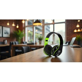 PRIME ANIS Gaming Headphones, Wireless Bluetooth Over-Ear, Black with Color Accents, Built-in Mic, HiFi Stereo Sound, Foldable Design-Gaming Headset (Green)