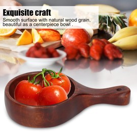 Nikou Wooden Salad Bowl, Wooden Fruit Bowl Server Noodle Bowl with Handle, European Style Beech Serving Bowl for Salad Fruit Soup Snack Rice (Old Paint Style)