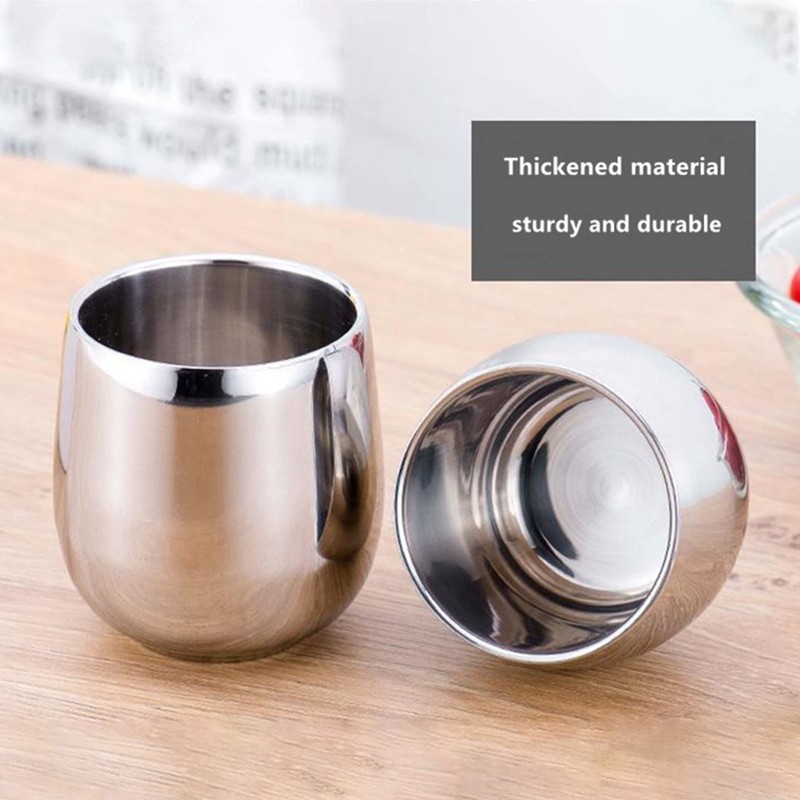 Set of 4 Coffee Cups, Stainless Steel, Double-Walled Insulation, Prevent