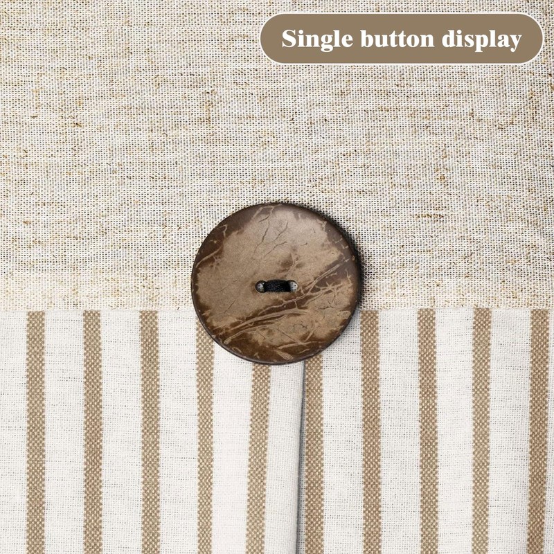 XOGUIBO Farmhouse Shower Curtain Linen Beige Button Woven Fabric Country