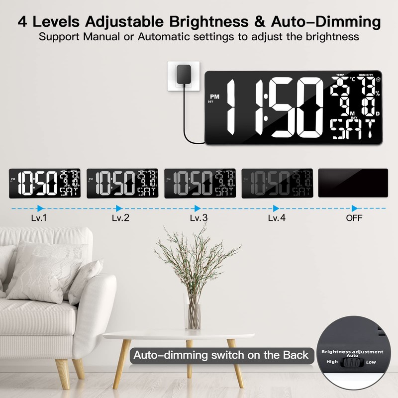 Xflyee 18 Inch Oversized Digital Wall Clock with Remote Control,