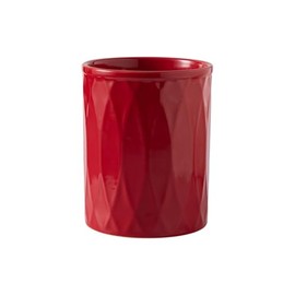 Hzkuer Utensil Holder, 7.1" Ceramic Kitchen Utensil Crock for Countertop, Embossed Utensil Organizer for Spatula, Cooking Tool Organizer Set for Counter Farmhouse Decor,Red