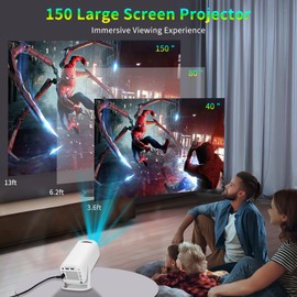 Projector, Podazz Mini Projector 4K Support - with WiFi6 BT 5.4 Android 11, Portable Projector with Automatic Horizontal Correction, 180° Rotating Smart Projector Home Cinema