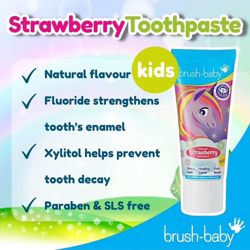 Brush-Baby Strawberry Toothpaste for Kids 3+ Years (Pack of 3
