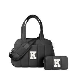 Vogewood Gift Ideas for Women-Bridesmaid Proposal Gifts, Initial Duffel Bag, Weekender Bag, Monogram Overnight Bag for Women, Travel Bag with Makeup Bag, Granddaughter Gift from Grandmom (Letter W)