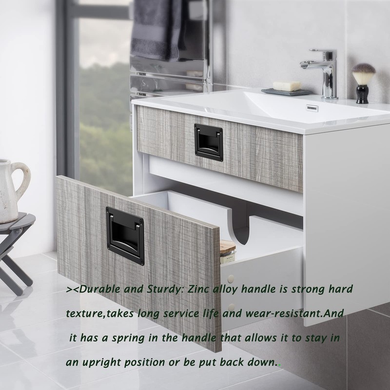 YUDTKK Zinc Alloy Recessed Pull Handle Container Handle Black Flush
