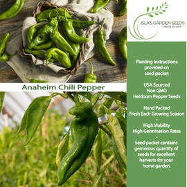 Anaheim Chili Pepper Seeds for Planting (Capsicum annuum) – 100+ Non-GMO & Heirloom Seeds by Isla’s Garden Seeds, Mild Heat & Rich Flavor, 90% Germination Rate, Great Home Garden Gift Idea