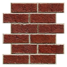 COMSTICKC 3D Peel and Stick Brick Wall Panels, Faux Red Brick Wall Covering,10 Pcs of 12"X12",Small Size Thin PVC 3D Fake Brick Self Adhesive Tile Sticker Interior Decor