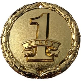 Gold 1st Place Medal Award Trophy Champion Participant Award Prize with Neck Ribbon (Pack of 1) First trophies medals awards