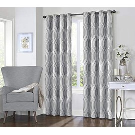 Eclipse Caprese 52" x 95" Insulated Darkening Single Panel Grommet Top Window Treatment Living Room, 52x95, Silver