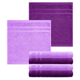 Lashuma Premium Face Cloth Set 30 x 30, Absorbent Wash Cloths Lilac - Aubergine Purple, Kitchen Towels Terry Towelling