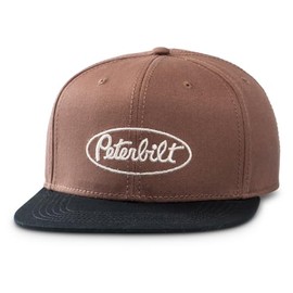 Peterbilt Motor Trucks Brown Flatbill Classic Mens Trucker Snapback Cap Hat
