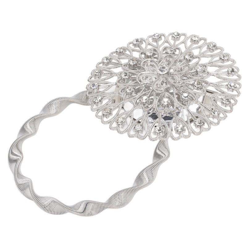 2Pcs Magnetic Curtain Tiebacks Stainless Steel Sparkling Crystal Flower Curtain