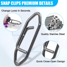 Fishing Snaps Clips Kit, 90pcs Power Fishing Speed Clips High Strength Fishing Snaps Quick Change Clips Stainless Steel Power Clips Freshwater Saltwater Fishing Tackle Connector