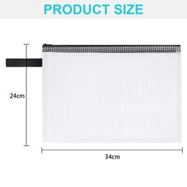 OFFCUP Document Bag A4, Pack of 5 Waterproof Zip Pockets, Mesh Plastic File Bag with Zip, Document Folder for School, Home, Office, Travel, Cosmetics