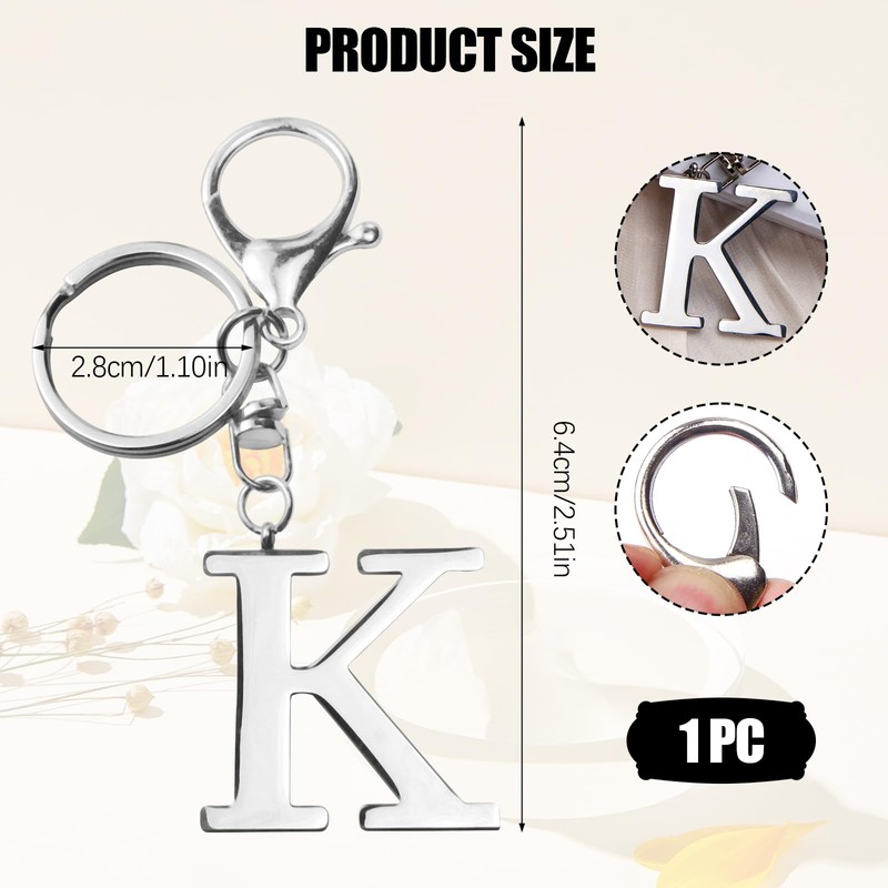 ORUZA Letter Keyring Alphabet Initial Keychain, Metal Letter Key Ring