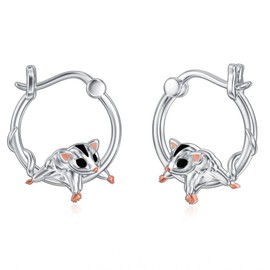 Small 925 Silver Hoop Earrings Triceratops/Hummingbird/Jumping Spider/Shepherd/Sugar Glider/Frog Earrings Cute Jewellery Gifts Women, Sterling Silver, No Gemstone