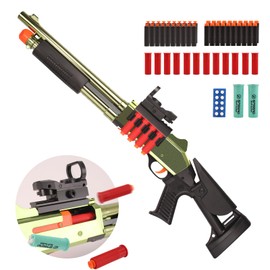 BIU BLASTER 30-Inch Shell Ejecting Foam Blaster Shotgun Soft Bullet Toy Gun with 14 Shell Casings 50 Foam Darts Realistic Pump-Action Shotgun for Kids & Teens (Gold)