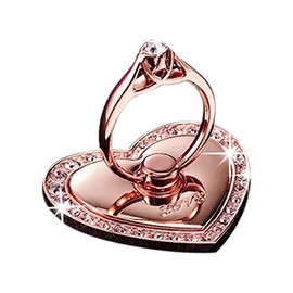 Samidy Phone Ring Bracket holder, Love Heart Diamond Shape Finger Grip Stand Holder Ring Car Mount Phone Ring Grip Smartphone Ring stent Tablet Rose Gold