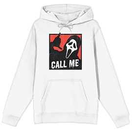 Bioworld Ghostface Call Me Long Sleeve Men's White Hooded Sweatshirt-Medium
