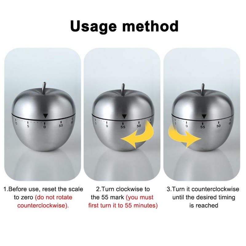 TILZIKA 60 Minute Mechanical Kitchen Timer Wind Up Countdown Timer