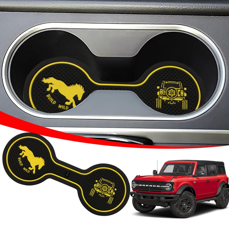 Car Cup Holder Coaster Compatible with Ford Bronco, Silicone Water