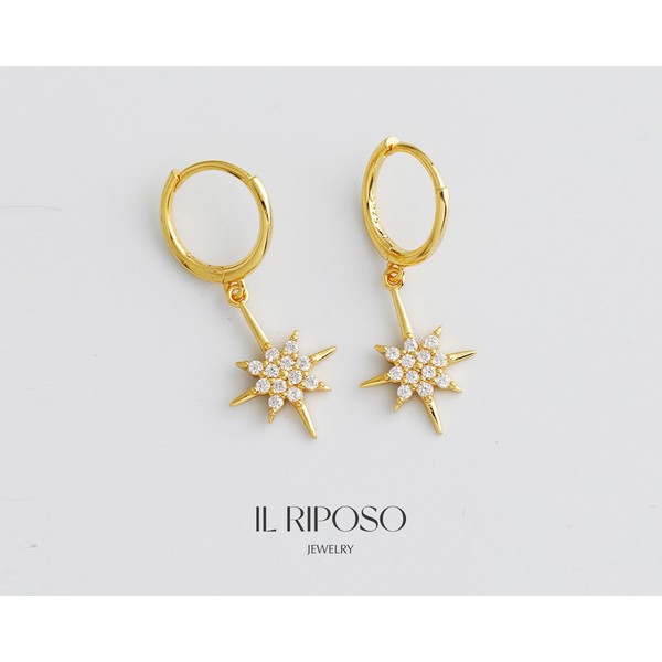 Starburst Huggie Hoop Earrings • Gift For Her • Minimalist Earrings In Sterling Silver • Best friend Gift - EH1165