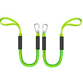 ZRSCHYG 3FT Bungee Dock Line for Boats, Dock Mooring Rope, 2-Pack (Green&Yellow)