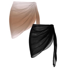 Ekouaer 2 Pieces Women Beach Sarongs Chiffon Cover Ups Sheer Bikini Wrap Skirt for Swimwear