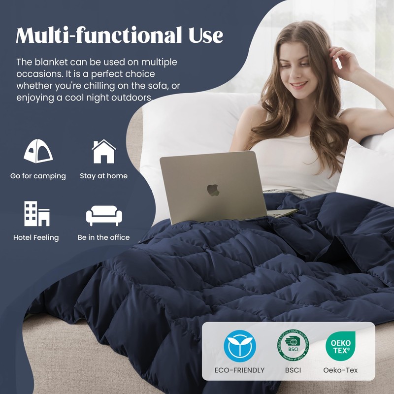 puredown® King Size Blanket for Bed, Ultra Soft Lightweight Down