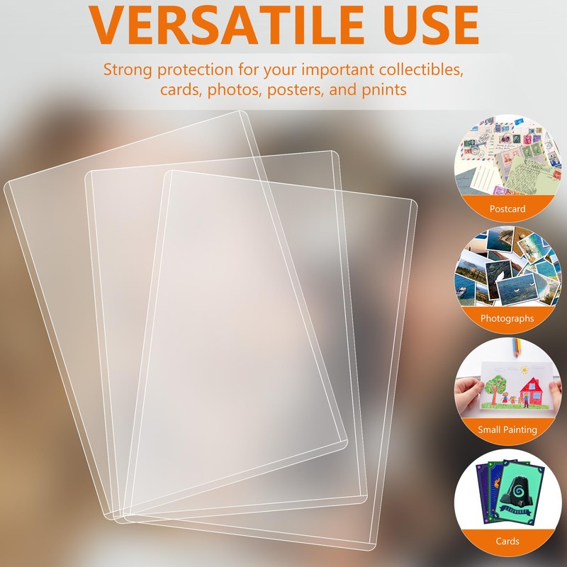 AKONEGE 50PCS 4" x 6" Rigid Print Protectors Waterproof Hard