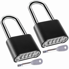 YHANNI Combination Lock, Padlock Combination, Large Heavy Duty Outdoor Combination Padlock,Secure 4-Digit Lock for Gates, Sheds, Fences, Cabinets, Gym, and School Use (Long-2pack)