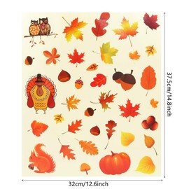 Juego de 2 hojas de calcomanías para ventana de otoño con diseño de búho y ardilla para decoración de Acción de Gracias