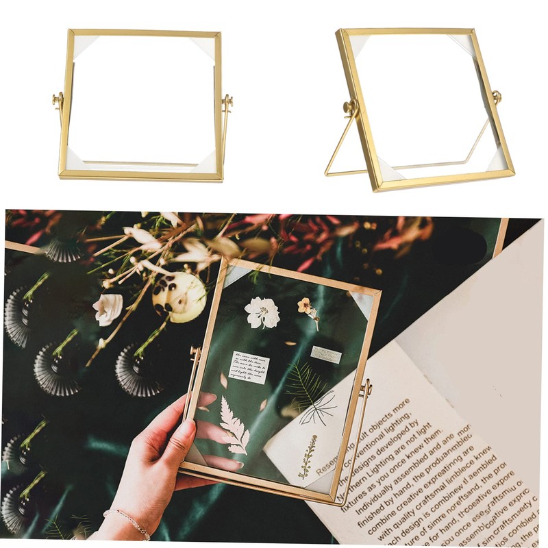 Ciieeo Metal Back Support Photo Frame Dried Flower Glass Frame