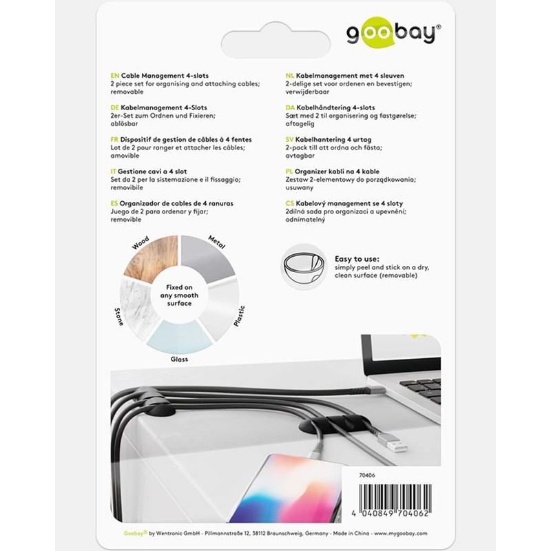 Goobay Kabel Management 4-Slots, schwarz