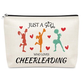 Sazuwu Cheerleading Themed Gifts for Girls Makeup Bag Cheerleading Gifts for Team Cheer Gifts for Cheerleaders Cosmetic Bag Just a Girl Who Loves Cheerleading Travel Toiletry Bag