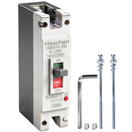 Heschen DC Molded Case Circuit Breaker MCCB, 1 Poles, DC 250V, Photovoltaic Circuit Breaker, for Solar PV System Solar Panels Grid System (125A HSM1PV-250)