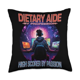 DIETARY AIDE Gifts Dietary Aide Funny Gamer-Fun Pun Gaming Throw Pillow, 18x18, Multicolor