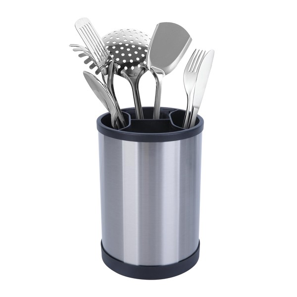 Iceten Rotating Black Utensil Holder, Large Retro Cylindrical Cutlery Holder